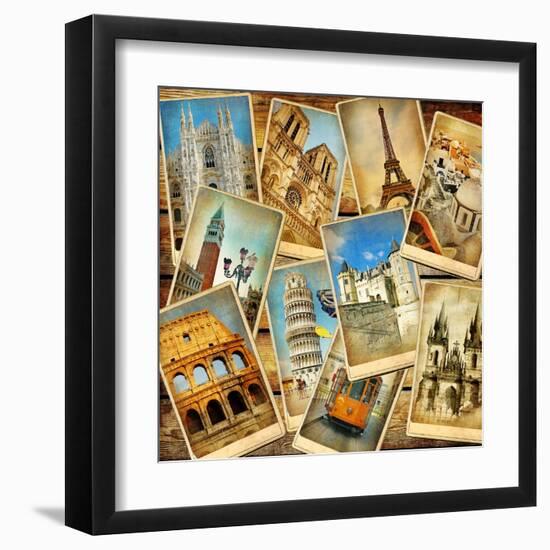 Vintage Collage - European Travel-Maugli-l-Framed Art Print