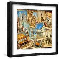 Vintage Collage - European Travel-Maugli-l-Framed Art Print