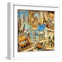 Vintage Collage - European Travel-Maugli-l-Framed Art Print