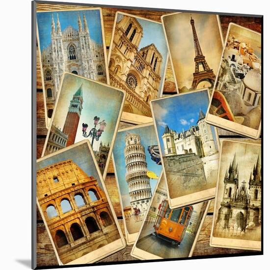 Vintage Collage - European Travel-Maugli-l-Mounted Art Print