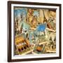 Vintage Collage - European Travel-Maugli-l-Framed Art Print