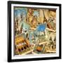 Vintage Collage - European Travel-Maugli-l-Framed Art Print