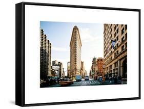 Vintage Colors Landscape of Flatiron Building and 5th Ave, Manhattan, NYC, White Frame-Philippe Hugonnard-Framed Stretched Canvas