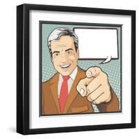 Vintage Comic Style Pointing Man-jorgenmac-Framed Art Print