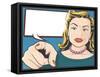 Vintage Comic Style Pointing Woman-jorgenmac-Framed Stretched Canvas