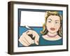 Vintage Comic Style Pointing Woman-jorgenmac-Framed Art Print