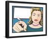 Vintage Comic Style Pointing Woman-jorgenmac-Framed Art Print