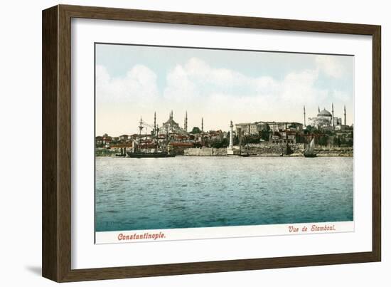 Vintage Constantinople Skyline, Turkey-null-Framed Art Print