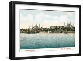 Vintage Constantinople Skyline, Turkey-null-Framed Art Print