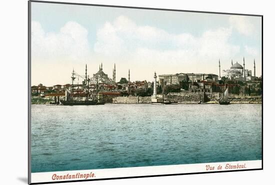 Vintage Constantinople Skyline, Turkey-null-Mounted Art Print