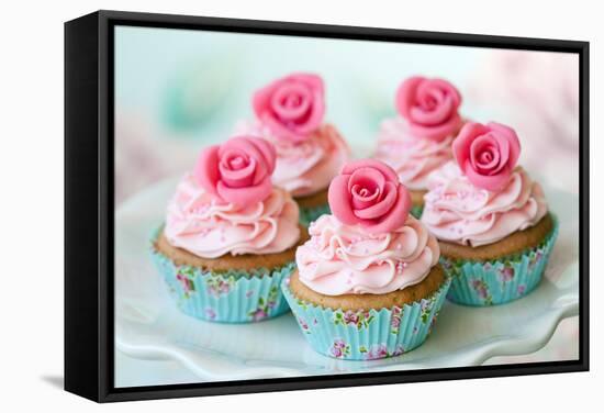 Vintage Cupcakes-Ruth Black-Framed Stretched Canvas