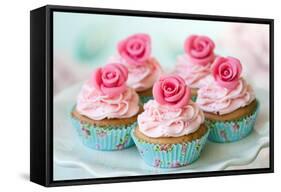 Vintage Cupcakes-Ruth Black-Framed Stretched Canvas