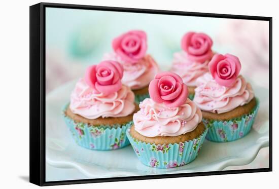 Vintage Cupcakes-Ruth Black-Framed Stretched Canvas