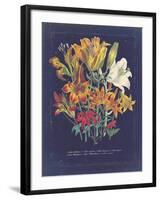 Vintage Dark Floral on Indigo I-null-Framed Art Print