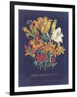 Vintage Dark Floral on Indigo I-null-Framed Art Print