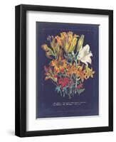 Vintage Dark Floral on Indigo I-null-Framed Art Print