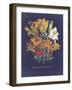 Vintage Dark Floral on Indigo I-null-Framed Art Print