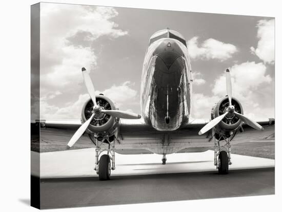 Vintage DC-3 in air field-null-Stretched Canvas