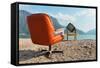 Vintage Decor on the Lake Shore, Armchair and Television-zveiger-Framed Stretched Canvas
