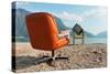 Vintage Decor on the Lake Shore, Armchair and Television-zveiger-Stretched Canvas