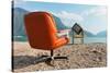 Vintage Decor on the Lake Shore, Armchair and Television-zveiger-Stretched Canvas