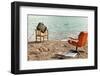 Vintage Decor on the Lake Shore, Armchair and Television-zveiger-Framed Photographic Print
