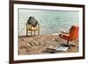 Vintage Decor on the Lake Shore, Armchair and Television-zveiger-Framed Photographic Print