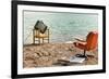 Vintage Decor on the Lake Shore, Armchair and Television-zveiger-Framed Photographic Print