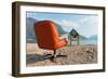 Vintage Decor on the Lake Shore, Armchair and Television-zveiger-Framed Photographic Print