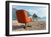 Vintage Decor on the Lake Shore, Armchair and Television-zveiger-Framed Photographic Print