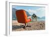 Vintage Decor on the Lake Shore, Armchair and Television-zveiger-Framed Photographic Print