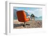 Vintage Decor on the Lake Shore, Armchair and Television-zveiger-Framed Photographic Print