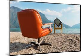 Vintage Decor on the Lake Shore, Armchair and Television-zveiger-Mounted Photographic Print