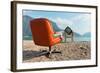 Vintage Decor on the Lake Shore, Armchair and Television-zveiger-Framed Photographic Print
