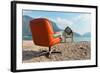 Vintage Decor on the Lake Shore, Armchair and Television-zveiger-Framed Photographic Print