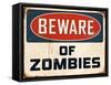 Vintage Design -  Beware of Zombies-Real Callahan-Framed Stretched Canvas