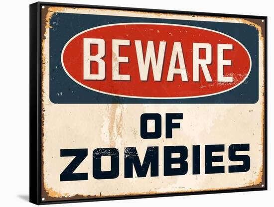 Vintage Design -  Beware of Zombies-Real Callahan-Framed Stretched Canvas