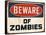 Vintage Design -  Beware of Zombies-Real Callahan-Framed Stretched Canvas