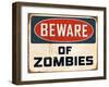 Vintage Design -  Beware of Zombies-Real Callahan-Framed Art Print