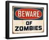 Vintage Design -  Beware of Zombies-Real Callahan-Framed Art Print