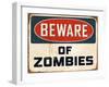 Vintage Design -  Beware of Zombies-Real Callahan-Framed Art Print