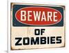 Vintage Design -  Beware of Zombies-Real Callahan-Framed Art Print