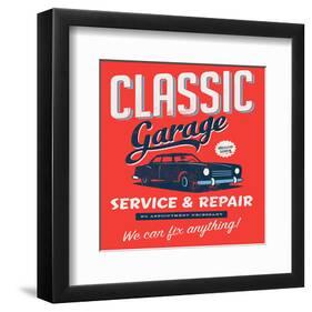 Vintage Design Classic Garage-null-Framed Art Print