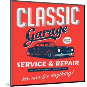 Vintage Design Classic Garage-null-Mounted Art Print