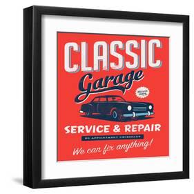 Vintage Design Classic Garage-null-Framed Art Print