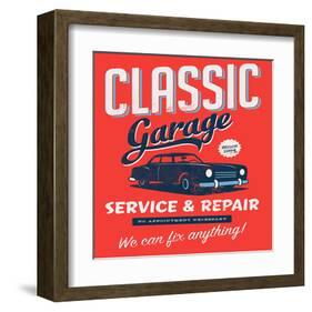 Vintage Design Classic Garage-null-Framed Art Print