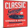 Vintage Design Classic Garage-null-Mounted Art Print