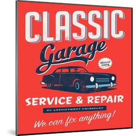 Vintage Design Classic Garage-null-Mounted Art Print