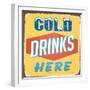 Vintage Design -  Cold Drinks Here-Real Callahan-Framed Art Print