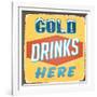 Vintage Design -  Cold Drinks Here-Real Callahan-Framed Art Print